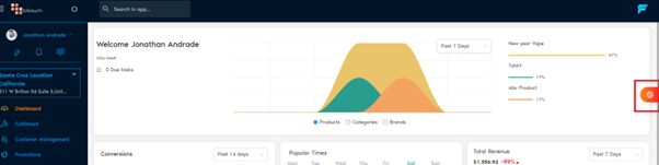 Dashboard Overview with Side Settings Panel highlighted