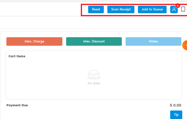 Quick Links at the top of POS page highlighted