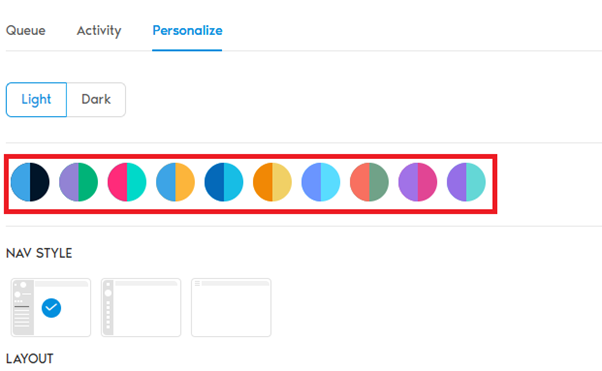 Personalize Tab - Color Options