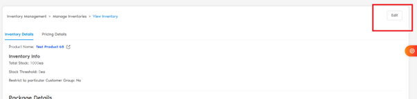 Inventory Details Edit Button