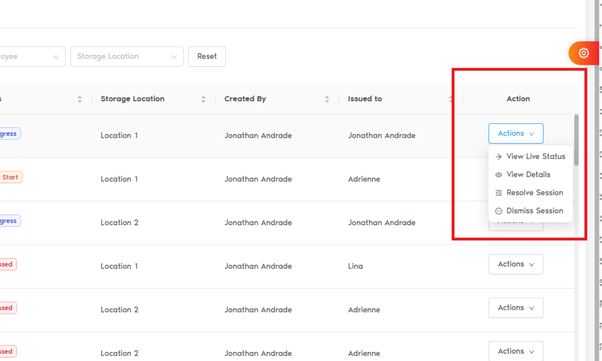 Create Session Button