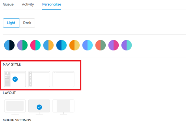 Personalize Tab - Navigation Style Options