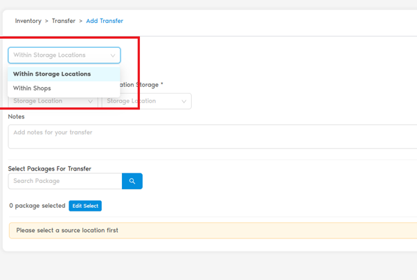 Add Transfer Within Storage Locations Option