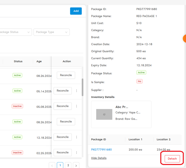 Package Details Detach Button
